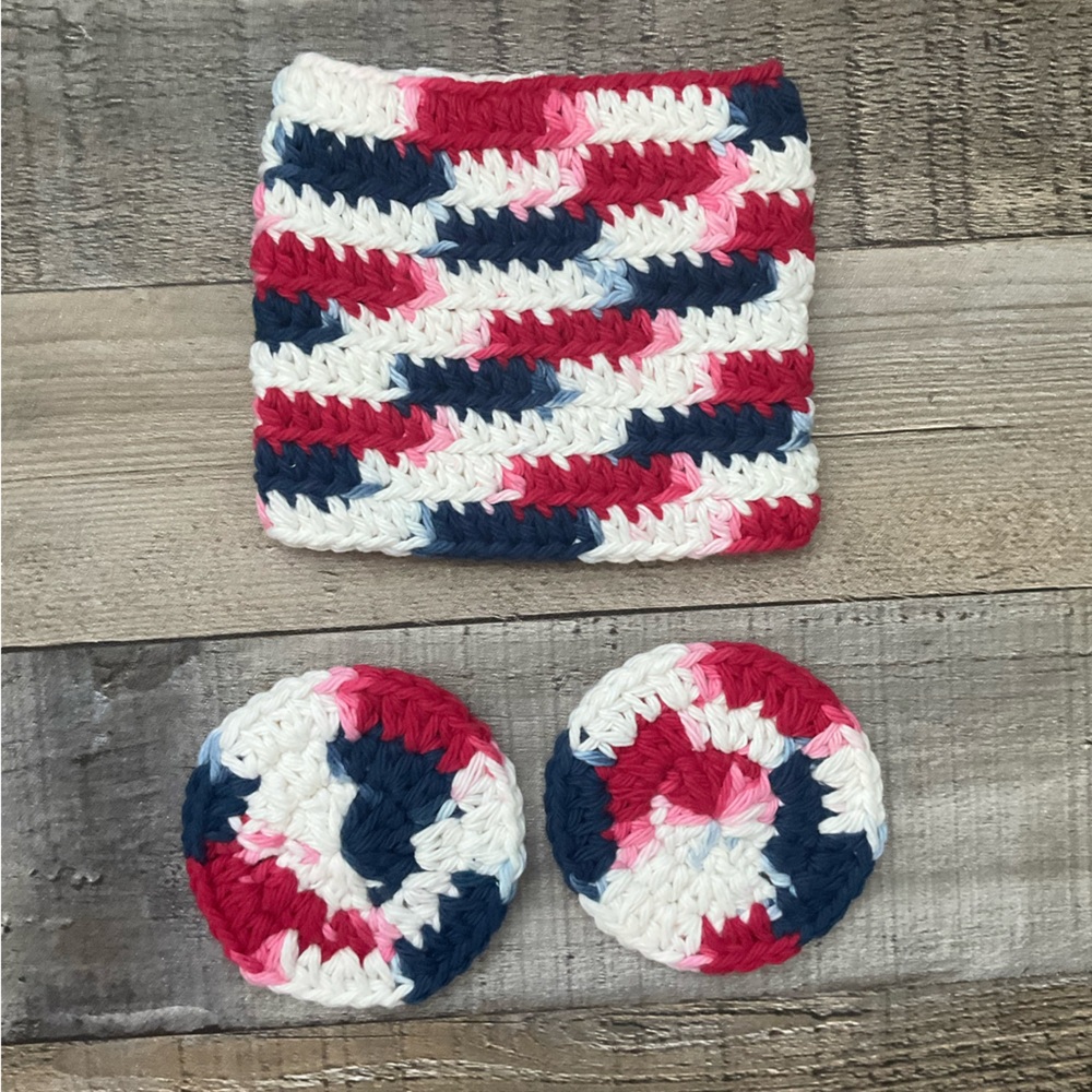 Handmade Patriotic Americana Coasters and Cozy Cup Set 3 Pack